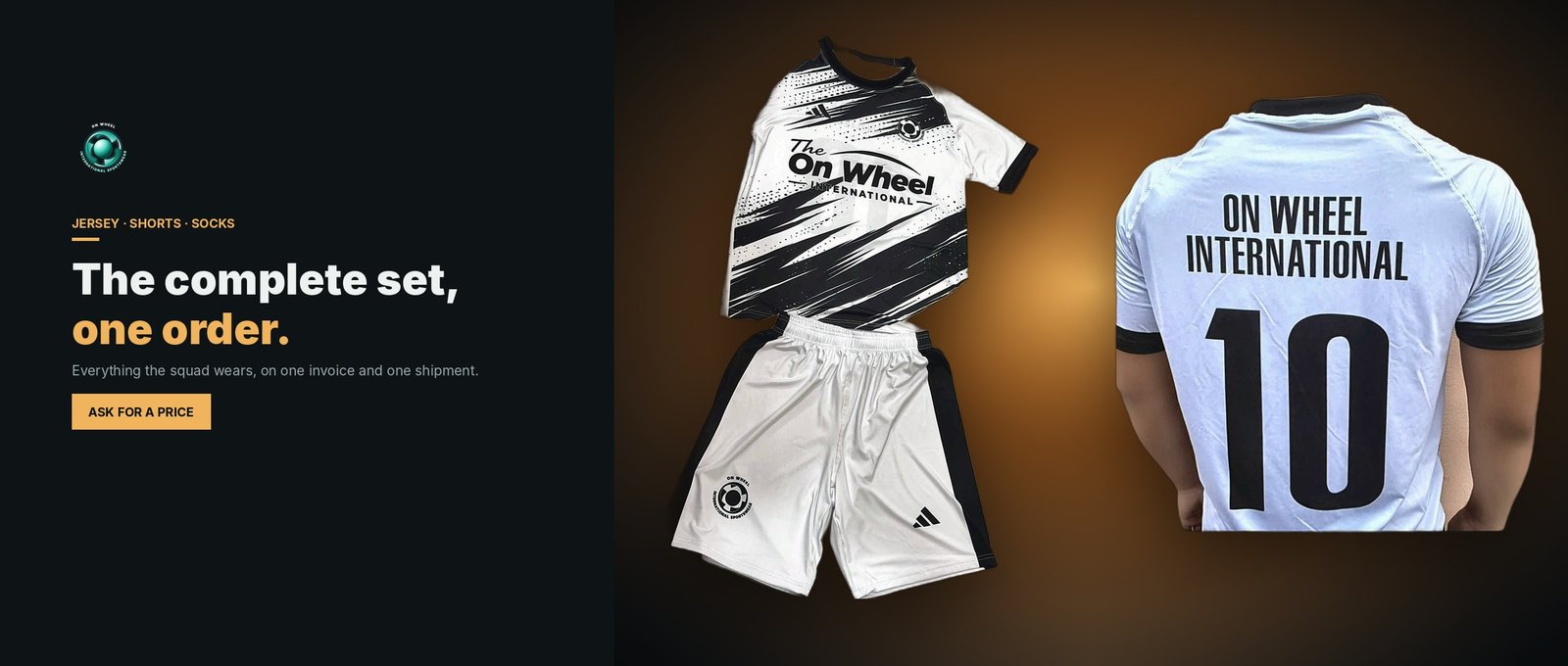 The complete set — jersey, shorts and socks