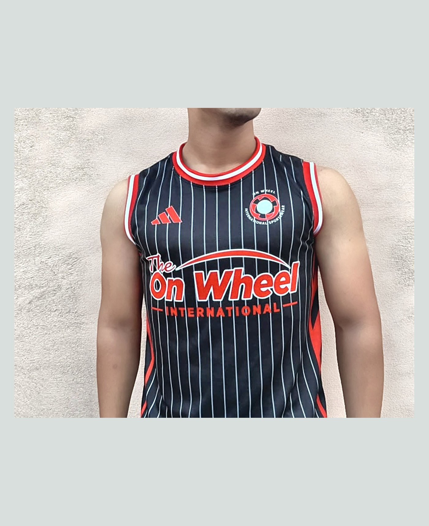 Custom match vest — our own range — made and photographed in sialkot — On Wheel International, Sialkot