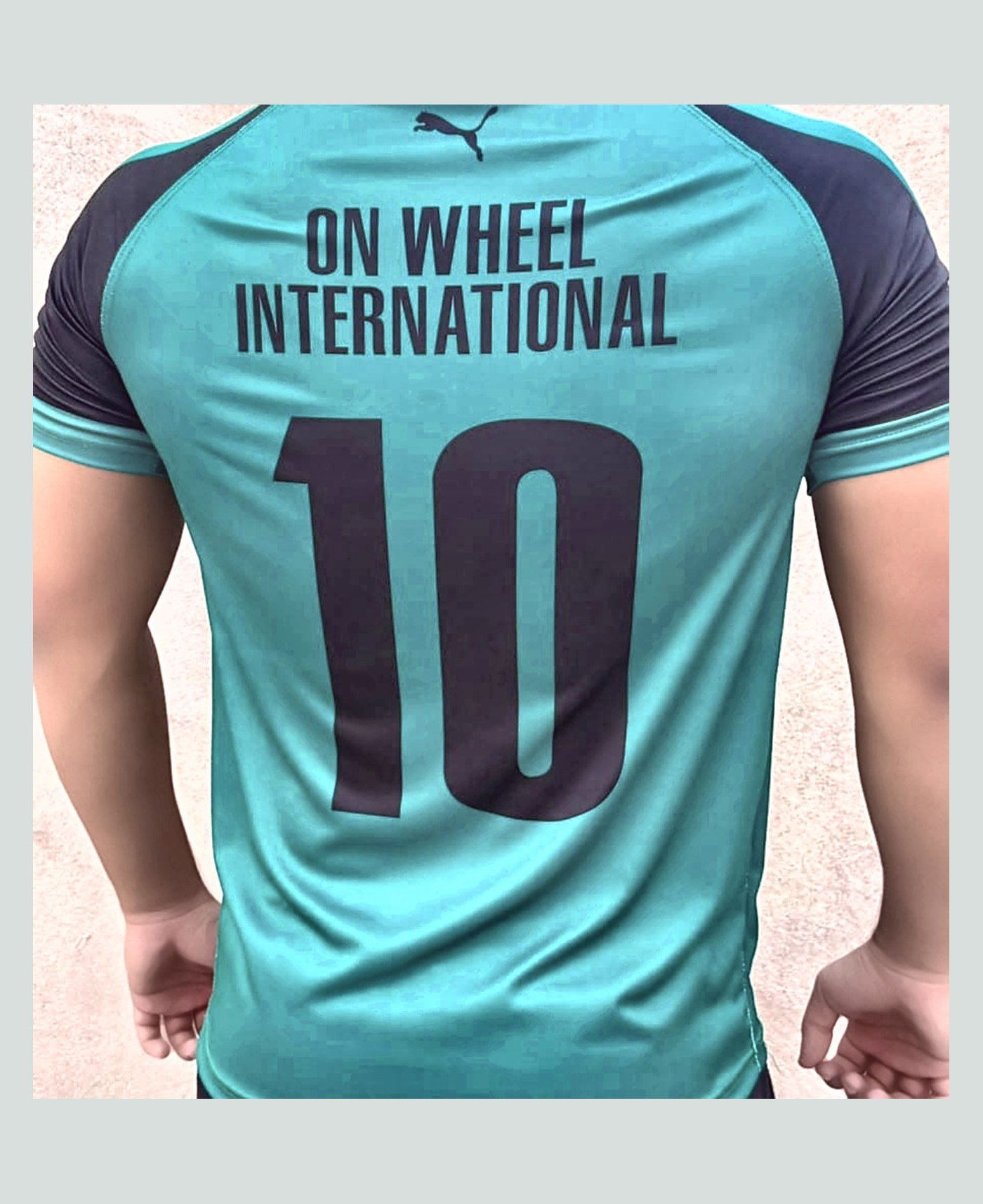 Custom match jersey, back — our own range — made and photographed in sialkot — On Wheel International, Sialkot