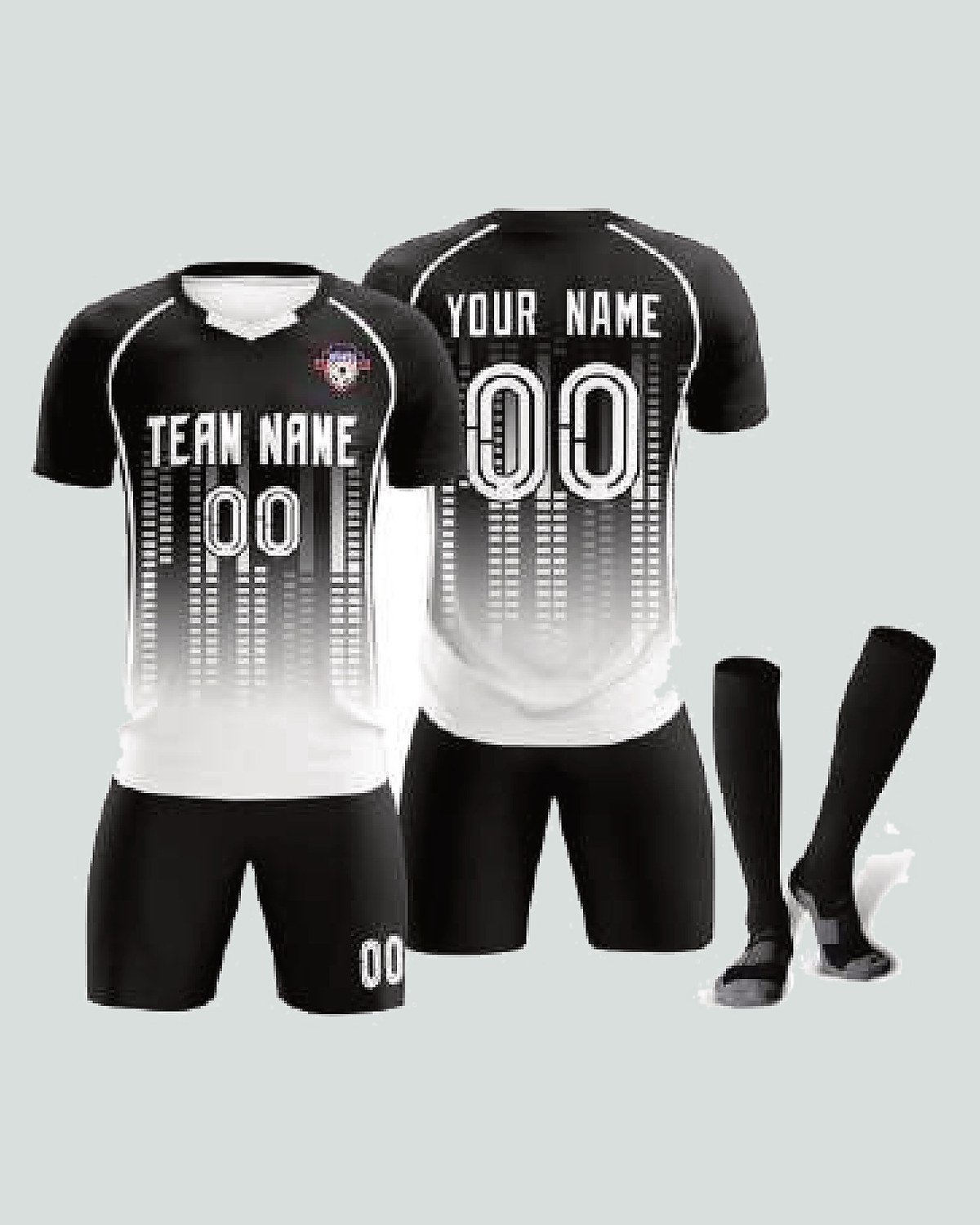 Custom football kit — jersey + short + sock — On Wheel International, Sialkot